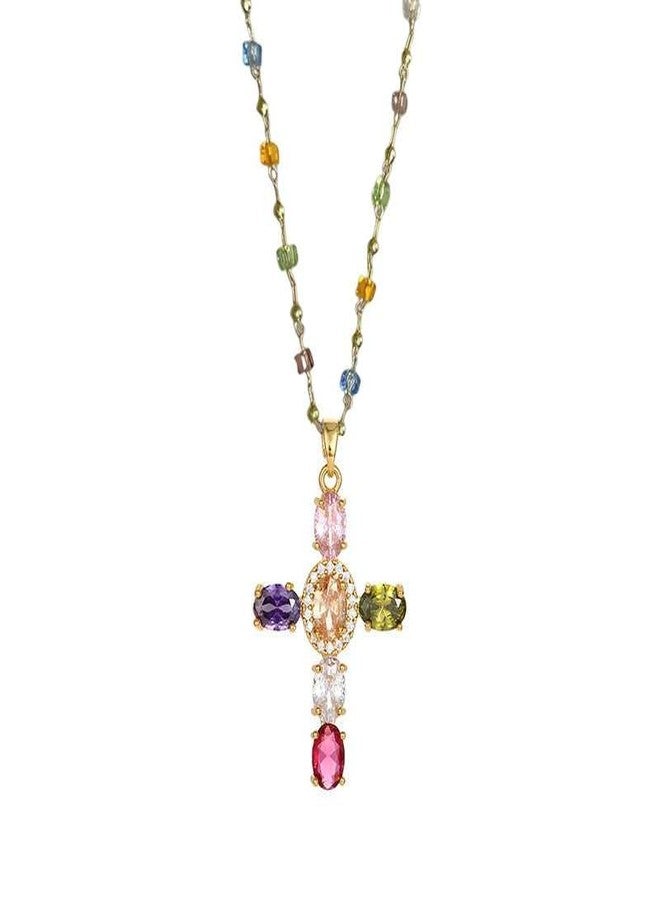 Blytheyes Rainbow Cross Pendant Necklace (Rainbow Cross Necklace) - Image 1